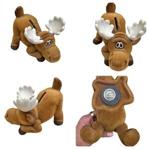 Vintage Josef Originals George Good Playful Moose Figurine Flocked Piggy Bank